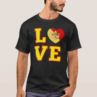 LOVE Sicily Sicilian Trinacria as the O in Love T Shirt