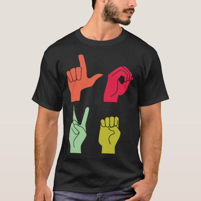 Love Sign ASL Deaf Pride T Shirt (Framsida)