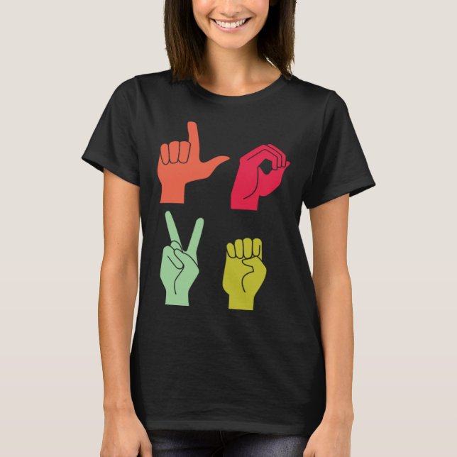 Love Sign ASL Deaf Pride T Shirt (Framsida)