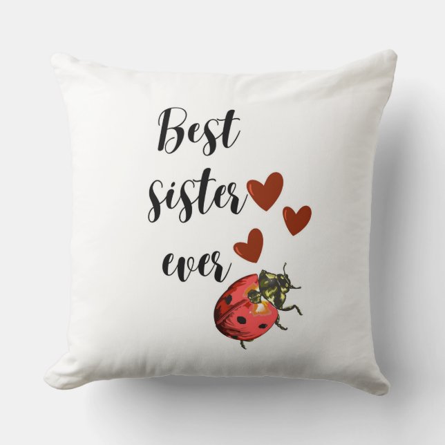 Love Sister Ladybug Kudde – Söt hjärta kudde Gi (Framsida)