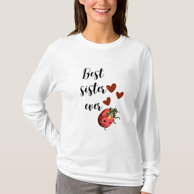 Love Sister Ladybug T-Shirt – Cute Heart Design (Framsida)