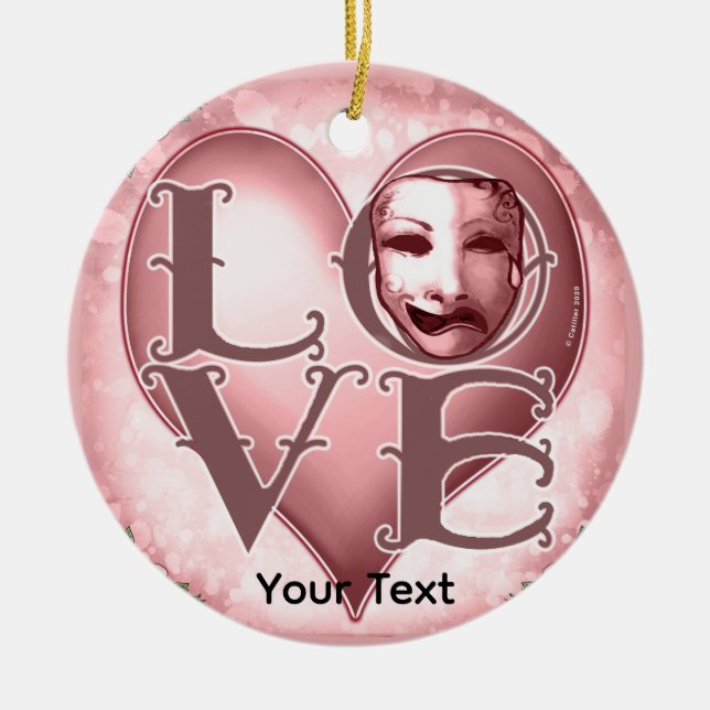 LOVE Skådespelarmask  Julgransprydnad Keramik (Framsidan)