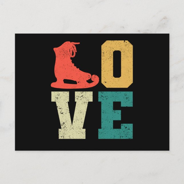 Love skate team fan winter funny figure skating vykort (Framsida)