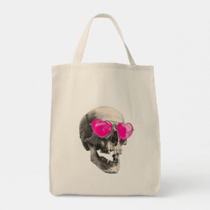 💗 Love Skull – Rosa Hjärtade Solglasögon Tygkasse