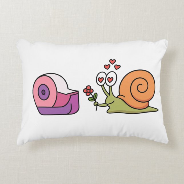 Love Snail & Tape – Cute Funny Sticker Prydnadskudde (Framsidan)