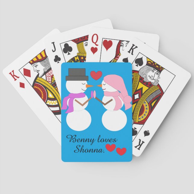 Love & Snowpeople:  Blue-green Casinokort (Baksidan)