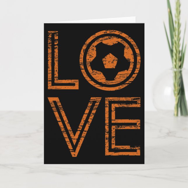 Love Soccer European Football Outline Retro Graphi Kort (Framsida)