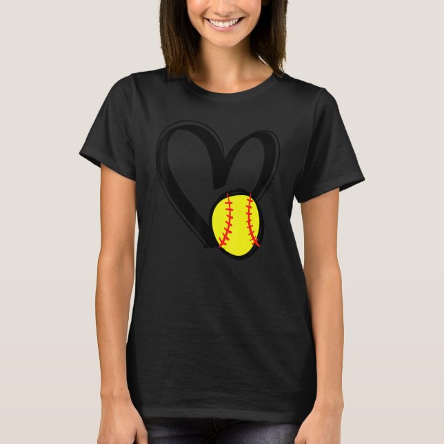 Love Softball Heart Softball Love Men Women T Shirt (Framsida)