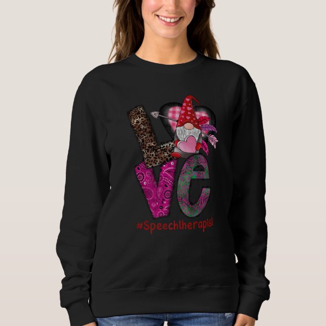 Love Speech Therapist SLP Gnome Valentine's Day he T Shirt (Framsida)