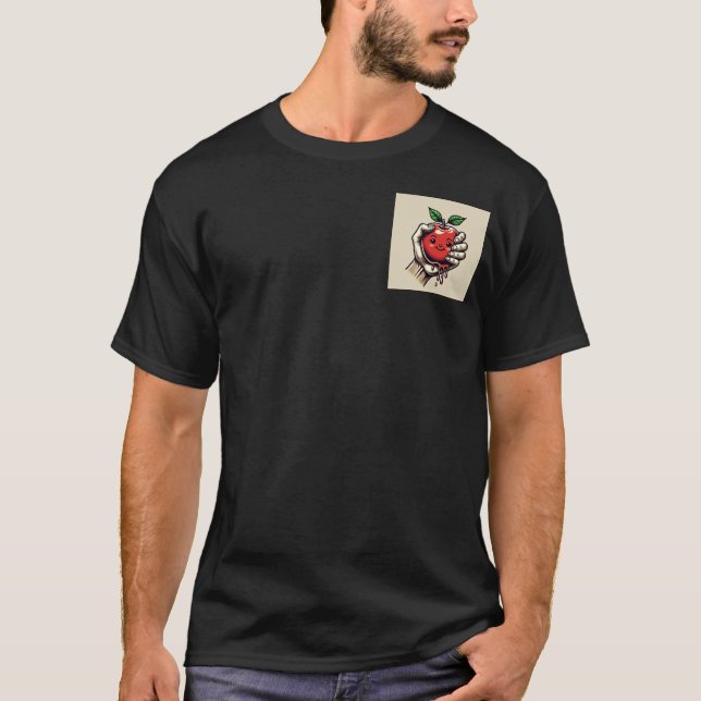 Love Squeeze: Red Apple Tattoo Graphic T Shirt (Framsida)