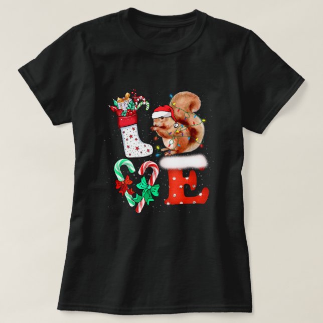 Love Squirrel Lover Costume Adult Xmas Pajamas Pla T Shirt (Design framsida)