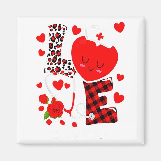 Love Stethoscope Heart Nicu Nurse Valentines Day  Magnet (Framsidan)