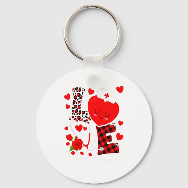 Love Stethoscope Heart Nicu Nurse Valentines Day  Nyckelring (Framsida)