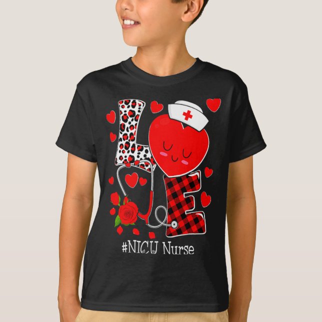 Love Stethoscope Heart Nicu Nurse Valentines Day  T Shirt (Framsida)