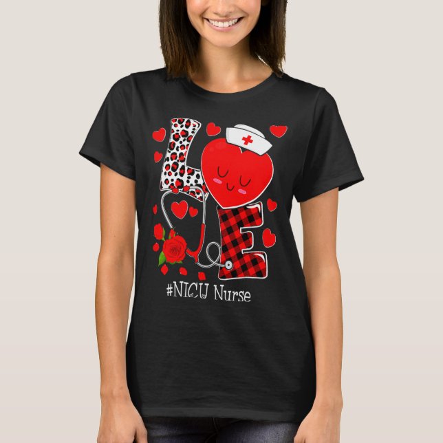 Love Stethoscope Heart Nicu Nurse Valentines Day  T Shirt (Framsida)