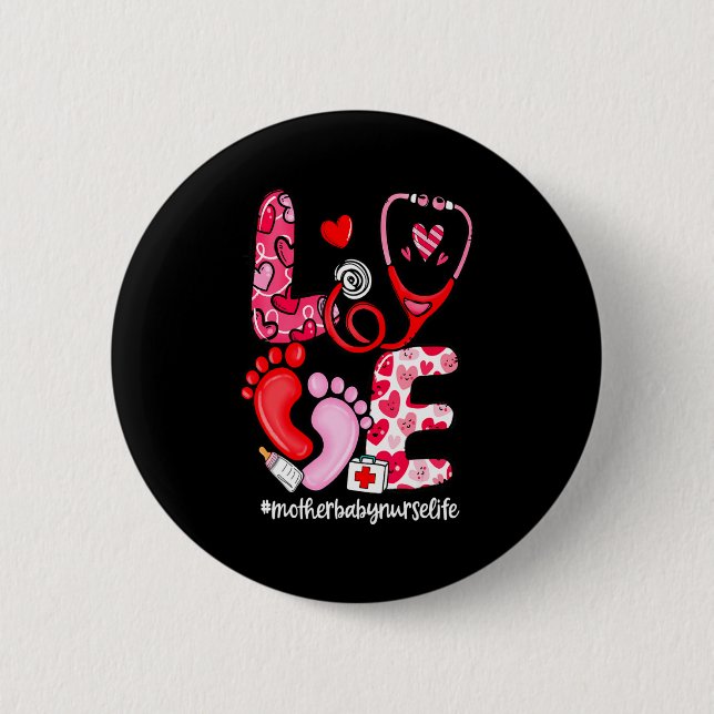 Love Stethoscope Mother Baby Nurse Life Valentine  Knapp (Framsida)
