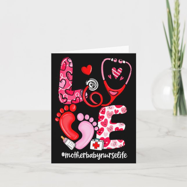 Love Stethoscope Mother Baby Nurse Life Valentine  Kort (Framsida)