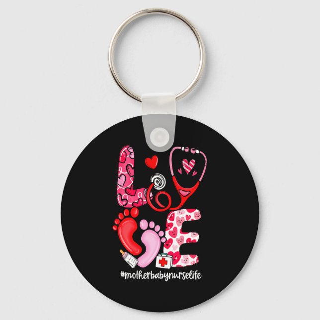Love Stethoscope Mother Baby Nurse Life Valentine  Nyckelring (Framsida)