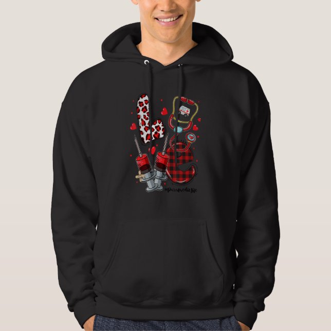 LOVE Stethoscope Paramedic Life Valentines Day Gif Hoodie (Framsida)