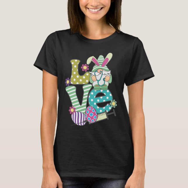 Love Stethoscope Scrub Life Nurse Bunny Easter Day T Shirt (Framsida)