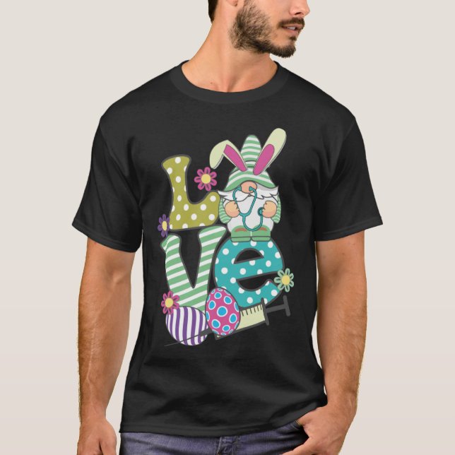 Love Stethoscope Scrub Life Nurse Bunny Easter Day T Shirt (Framsida)