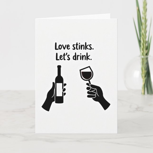 Love Stinks Funny Wine Card Kort (Framsida)
