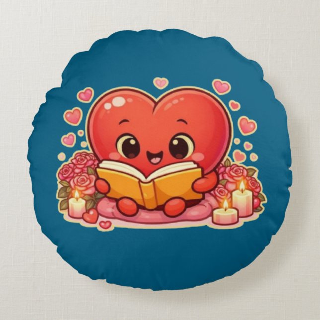 Love Stories Begin Within the Heart Rund Kudde (Framsidan)