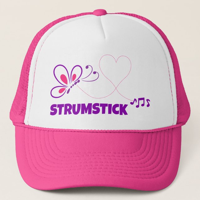 Love Strumstick Pink Purple Butterfly Heart Keps (Framsida)