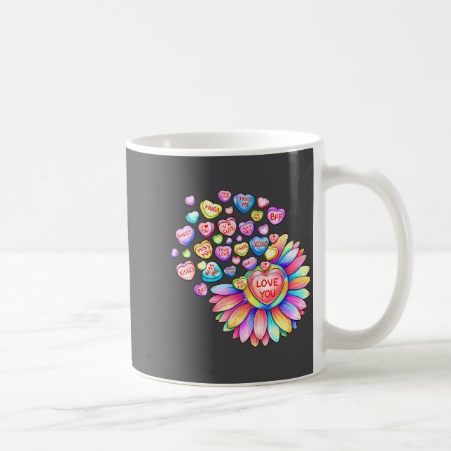 Love Sunflower Hearts Candy Valentines Day Womens  Kaffemugg (Höger)