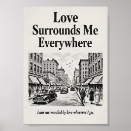 Love Surrounds Me Everywhere Vintage Affirmation  Poster