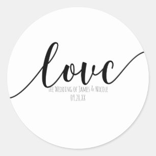 LOVE Svart Skript Typ Elegant Förmån Runt Klistermärke