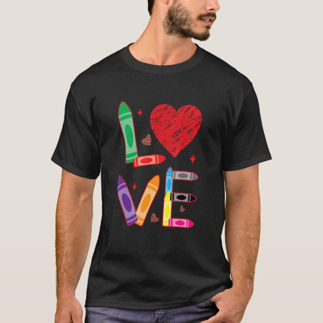 Love Teacher School Happy Valentine's Day T Shirt (Framsida)