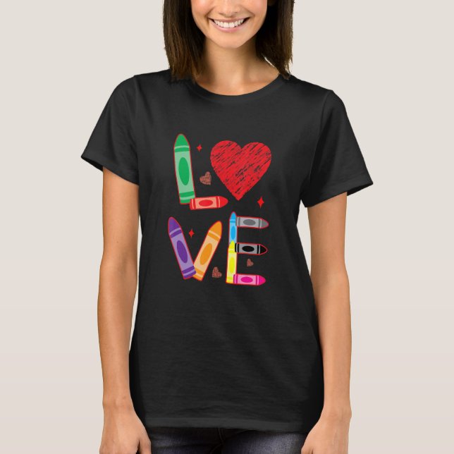 Love Teacher School Happy Valentine's Day T Shirt (Framsida)