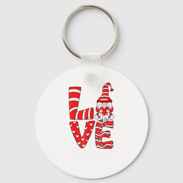 Love Teacher Squad Gnome Hearts Valentines Gnome T Nyckelring (Framsida)