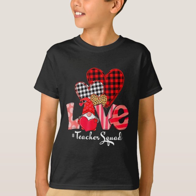 Love Teacher Squad Gnome Hearts Valentines Gnome T T Shirt (Framsida)