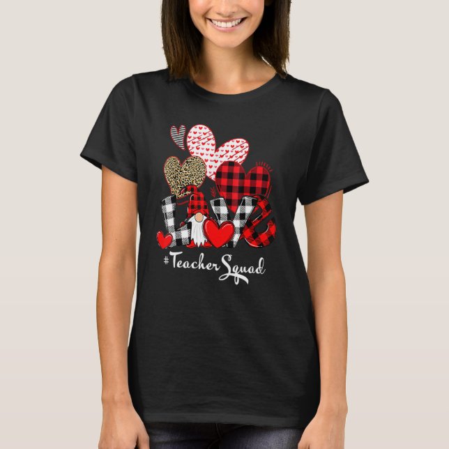 Love Teacher Squad Gnome Hearts Valentines Gnome T T Shirt (Framsida)