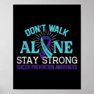 Love Teal Purple Ribbon Suicide Prevention Medvete Poster
