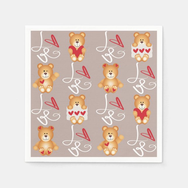 Love Teddy Bear Pappersservett (Framsidan)