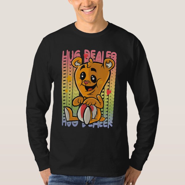 Love Teddy Rainbow Hug Dealer Cute Teddy Bear Hug  T Shirt (Framsida)