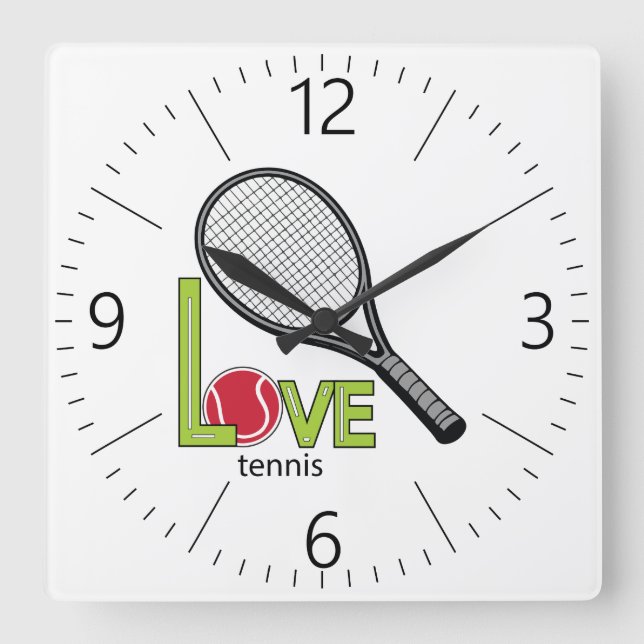 Love tennis fyrkantig klocka (Framsida)