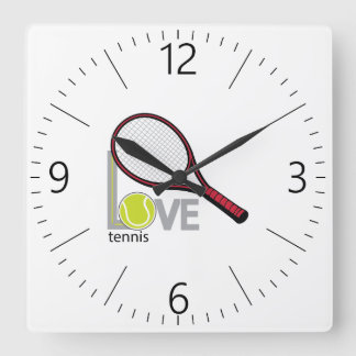 Love tennis fyrkantig klocka