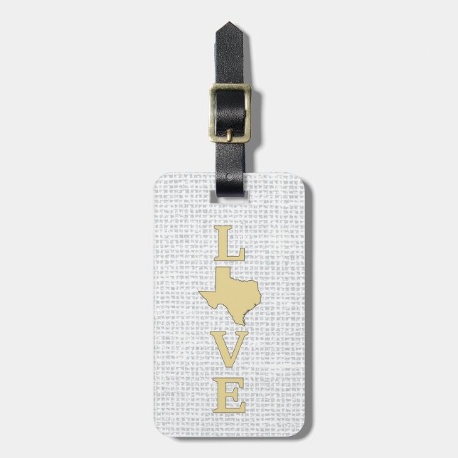 LOVE Texas Statskarta Bagagebricka (Vertikal Framsida)