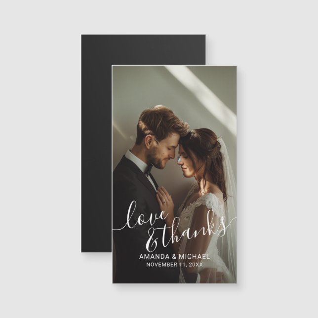 'Love & Thanks' Custom Photo Wedding Favor (Fram/baksida)