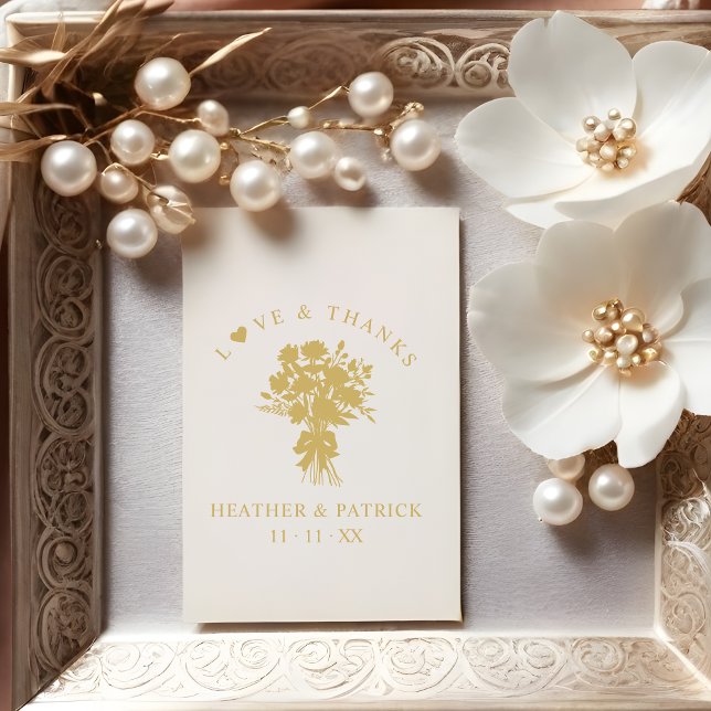 Love & Thanks Quote Wedding Bouquet Silhouette Stämpel (Romantic Chic Love & Thanks Quote Wedding Bouquet Silhouette Rubber Stamp.)