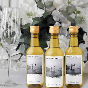 Love & Thanks Simple Minimalist Photo Wedding Mini Vinetikett
