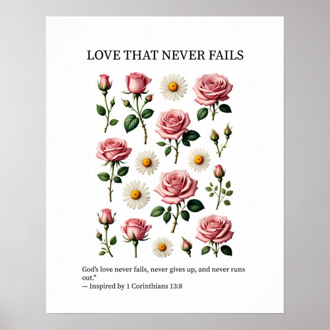 Love that never fails Christian wall art Poster (Framsidan)