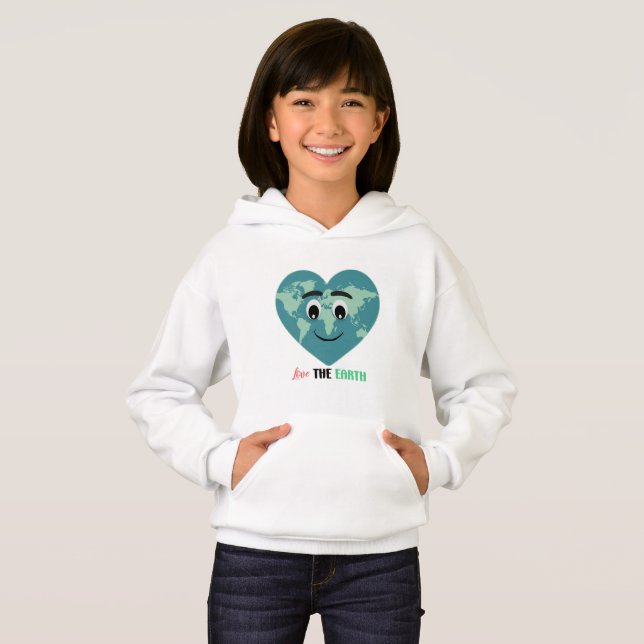 Love The Earth Cute Heart World Hoodie T Shirt (Hel framsida)