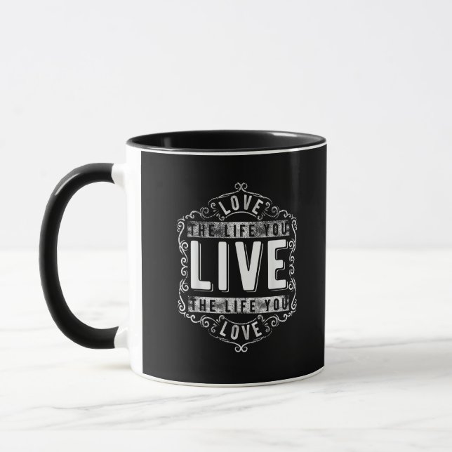 Love The Life You Live Inspirational Design  Mugg (Vänster)