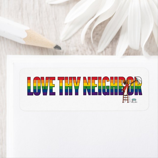 Love Thy Neighbor Returadress Etikett (Insitu)