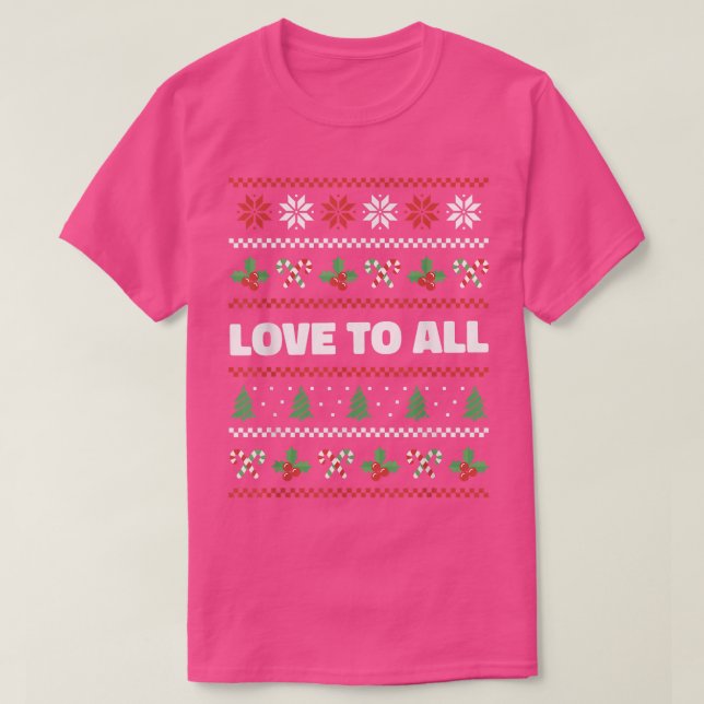 Love to All Ugly Christmas Sweater Candy Canes Xma T Shirt (Design framsida)